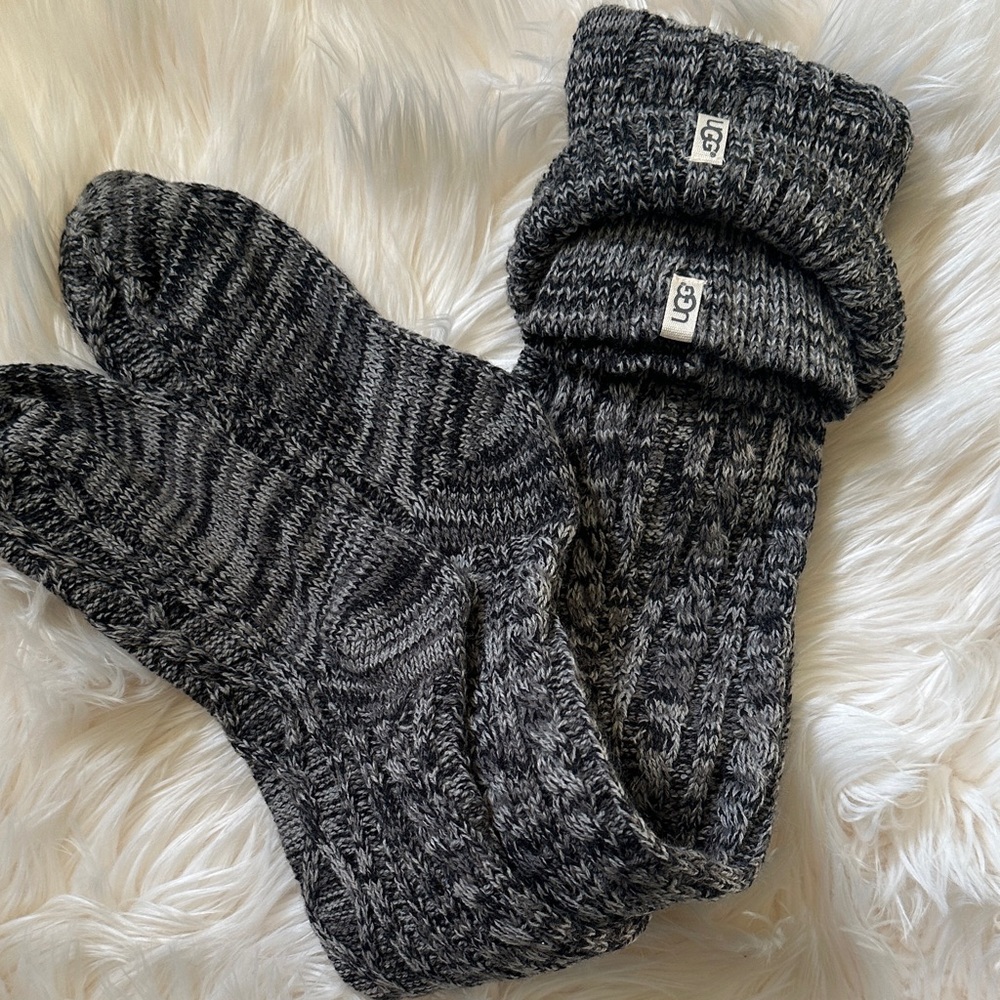 UGG Black and Gray Knit Socks